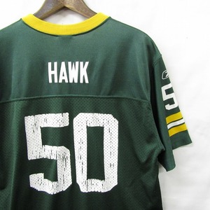 06-14 year AJ Hawk size XL NFL game shirt T-shirt uniform paker z american football nylon green old clothes Vintage 2AU1117