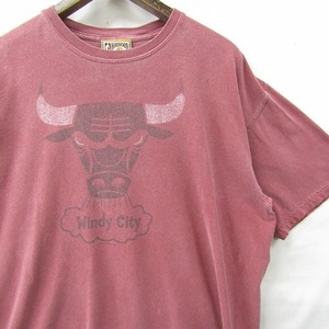 Vintage 雰囲気系 サイズ L NBA CHICAGO BULLS プリント Tシャツ 半袖 HARDWOON CLASSICS バスケットボール 古着 ビンテージ 2AU1572