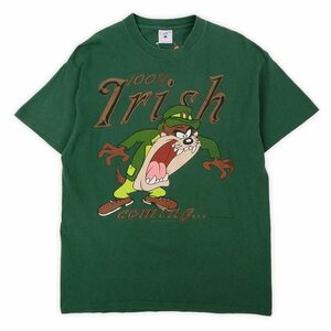 ルーニーテューンズ Looney Tunes 90's 両面プリントTシャツ タズマニアンデビル USA製 珍品 古着 (-6235) グリーン / 緑 サイズ L