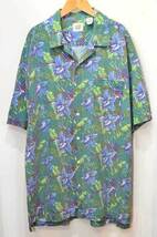 ギャップ GAP 90's オープンカラーシャツ コットンリネン ビンテージ USA アメリカ古着 緑系 総柄 サイズ XL_画像1