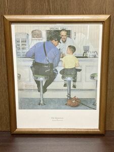 The Runaway by Norman Rockwell ノーマン ロックウェル 家出 ポスター 木製 額付き PRINTED IN USA インテリア アメリカ レトロ 警官 子供