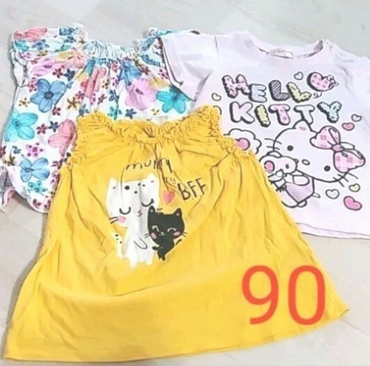 ☆　女の子　半袖Ｔシャツ　3枚セット　H&M　西松屋　キティ　90サイズ　 トップス