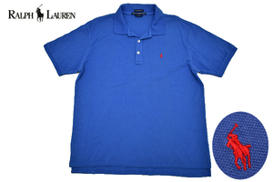 Y-4440★送料無料★RALPH LAUREN SPORT ラルフローレン スポーツ CLASSIC FIT★正規品 ブルー ポニー刺繍 鹿の子 半袖 ポロシャツ Ｌ