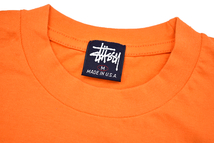 Y-4877★送料無料★超美品★STUSSY オールド ステューシー★紺タグ 90s アメリカ USA製 ヴィンテージ オレンジ 半袖 T-シャツ Ｍ_画像2