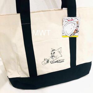 トートバッグ　トムとジェリー　レディース　メンズ　ファッション　バッグ　ポーチ　財布　シンプル　モノトーン　マザーズバッグ　MWT