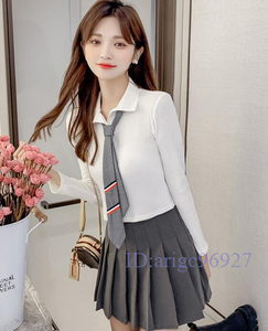 O552* new goods skirt suit ladies lady's autumn winter beautiful line sexy long sleeve popular mini height white 