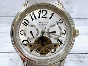 フルボ デザイン Furbo design F5009 自動巻き 腕時計 アナログ スケルトン 裏スケ デイデイト 稼働品 【4021