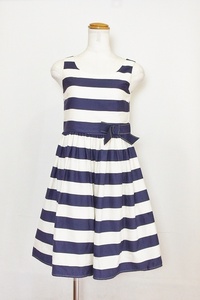 NEXT next no sleeve One-piece border ribbon chuchu skirt 12YRS navy / ivory 