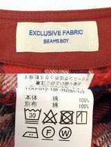 BEAMS BOY ビームスボーイ チェック柄 ネル生地 フリル 長袖ワンピース 赤系_画像3