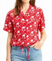 Levi's リーバイス 花柄プリント 半袖シャツ レディース L 77647-0001 レッド_画像1