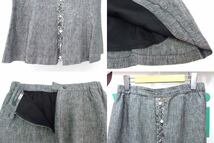 MARINA RINALDI マリナリナルディ リネン100％ ビーズ装飾 スカート 大きいサイズ 15 グレー_画像4