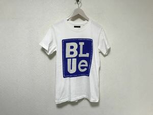 美品本物ブルーブルーBLUEBLUEコットンロゴプリント半袖Tシャツメンズビジネススーツサーフ白ホワイト日本製1S