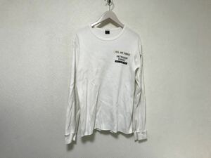 本物アヴィレックスAVIREXコットンワッフルプリント長袖TシャツロンTメンズミリタリーアメカジビジネススーツサーフ白ホワイトL