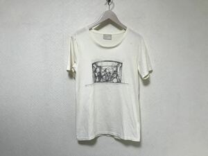 本物ファクトタムFACTOTUMコットンプリント半袖Tシャツメンズストリートアメカジサーフミリタリー白ホワイト46M日本製