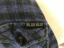 本物ブルーブルーBLUEBLUEコットンブロックチェック柄長袖シャツメンズビジネスミリタリースーツサーフアメカジ青ブルー0XS日本製_画像5