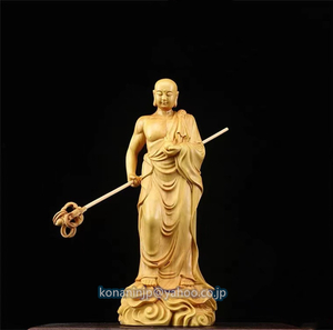 極上品◆地蔵菩薩 木彫り 仏像 お地蔵さん 地蔵王菩薩 立像 仏教美術