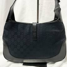 1円●極美品●GUCCI グッチ ショルダーバッグ ワンショルダー ハンドバッグ GG柄 ジャッキー キャンバス ×レザー 黒 ブラック 肩掛け 鞄_画像3