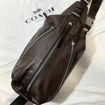 1円●極美品●COACH コーチ ボディバッグ トンプソン スリング ショルダーバッグ メンズ 斜め掛け ダークブラウン レザー 本革 鞄 カバン_画像1