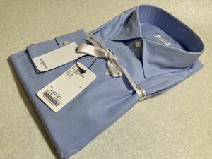 新品　ボリエッロ（伊）　ドレスシャツ４３　ブルー　刷毛目　ナポリのカミッチェリア　定価２．５万円