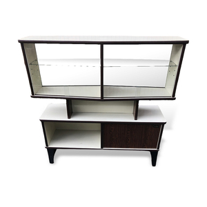 # delivery un- possible [ Vintage salon showcase ( both sides glass door )] inspection : Showa Retro modern Mid-century Vintage display shelf sideboard Barber .