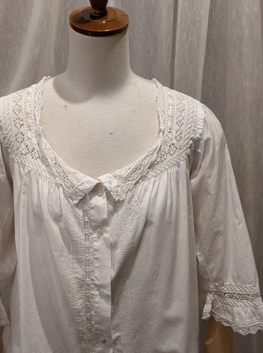 サイト無料 vintage ホワイトレースブラウス boudoir antique