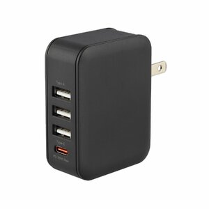 USB充電器 USB-ACアダプター 4ポート PD20W独立32Wモデル グリーンハウス GH-ACUC4CC-BK/0274/送料無料