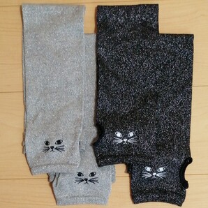 イーザッカマニアストアーズ ezakkamaniastors アームカバー UVカット 指穴 メッシュ 猫柄 2セット