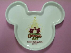 東京 ディズニー シー◆ミッキーマウス フェイス 形 プレート 皿◆陶器製