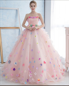 WCYB1195 新品 超可愛い カラードレス ウェディングドレス パーティドレス Ａライン ビスチェ 結婚式 演奏会 舞台 写真 ピンク 白 全2色
