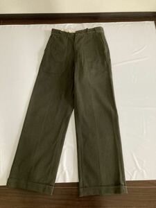 40s ヴィンテージ ワイドパンツ USA ワークパンツ 棒タロン TALON 片ツメ ピンロック WORK PANTS 40年代 ビンテージ アメカジ ワーク