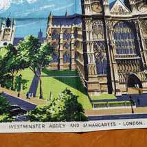 ヴィンテージ ティータオル WESTMINSTER ABBEY ウェストミンスター寺院 イラスト プリント Irish Cabin アイルランド製 未使用 スーベニア_画像4