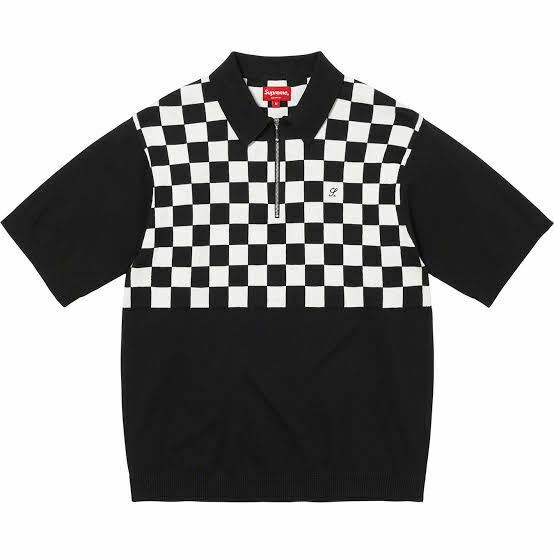 送料無料 M 黒 Supreme Checkerboard Half Zip Polo Black 22SS シュプリーム チェッカーボード ハーフジップポロ ポロシャツ 新品未使用