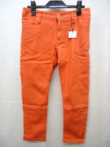 [KCM]cpt-7-S* новый товар не использовался * обтягивающий 7 минут длина Sabrina pants талия резина S orange женский 