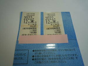  ◆近畿日本鉄道（近鉄） 株主優待 乗車券 ２枚◆送料無料◆ 2022年１２月末日まで★