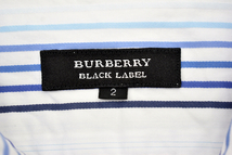 Y-4414★送料無料★美品★BURBERRY BLACK LABEL バーバリー ブラックレーベル★正規品 ボーダー ホース刺繍 ハーフボタン 半袖 シャツ 2_画像3