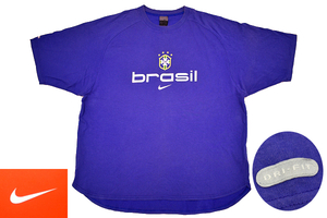 Y-4668★送料無料★美品★CBF brasil ブラジルサッカー連盟 ブラジル代表 海外 NIKE ナイキ DRI-FIT★ギリシャ製 青 半袖 T-シャツ ＸＬ