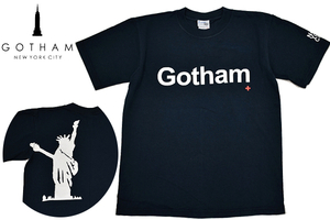 Y-4669★送料無料★超美品★Gothan New York City ゴッサム ニューヨークシティ★ギター 自由の女神 黒色 半袖 T-シャツ Ｌ