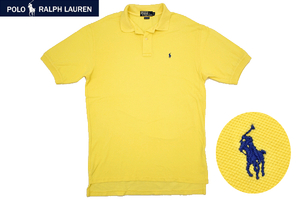 Y-4840★送料無料★美品★Polo by Ralph Lauren ポロ ラルフローレン★正規品 イエロー黄色 ポニーロゴ刺繍 半袖 ポロシャツ Ｍ