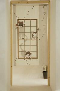 新品　 暖簾　のれん 日本製 150cm丈 3Dアート「いたずらキャット」【日本製】