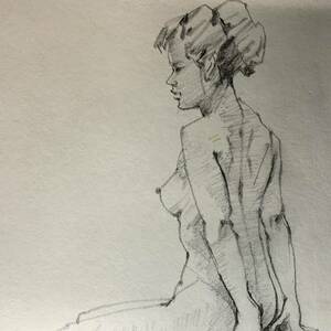 極上53・裸婦画・美人画・人物・肉筆・ヌード・M Matsuzaki・クロッキーデッサン・鉛筆・絵画・真作・美術大学