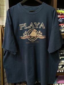 ★USA古着　英字プリント　ヨット　パラダイス　Ｔシャツ 紺色　navy 3XL 程度　大きいサイズ