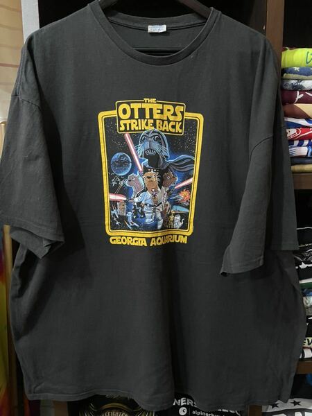 ★USA古着　STARWARS パロディ　カワウソ　otters Ｔシャツ　黒　BLACK DELTA 3XL程度