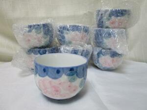 Art hand Auction Nishimine ware hand-painted hydrangea teacups set of 8 Hydrangea (pink) same pattern, Tea utensils, teacup, others