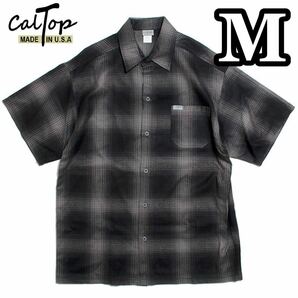 新品 CALTOP キャルトップ 半袖チェックシャツ ブラックチャコール M