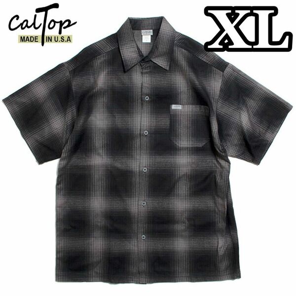 新品 CALTOP キャルトップ 半袖チェックシャツ ブラックチャコール XL