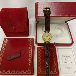 希少 カルティエ 590003 マスト ヴァンドーム クォーツ レディ ヴェルメイユ クリーム Cartier Must Vendome 腕時計