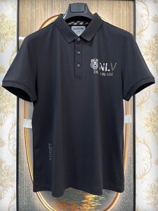 最高級EU製&定価3万◆UABONI*半袖ポロシャツ*Paris*ユアボニ*パリ発◆豪華シルク/コットン混 上品 POLOシャツ 虎 レジャー ビジネス 2XL