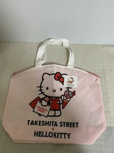 タグ付き/TAKESITA STREET×HELLO KITTY/竹下通り×ハローキティバッグ/ピンク×ホワイト/サンリオ/内側不織布の様素材/たたみ跡等保管品