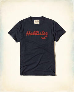 * Последний * Hollister T -Shirt Applique Logo Graphic Tee M / Navy *