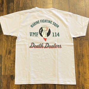  Buzz Rickson's милитари S/S футболка VMF-114 DEATH DEALERS BR78987 101) белый L размер tops милитари 